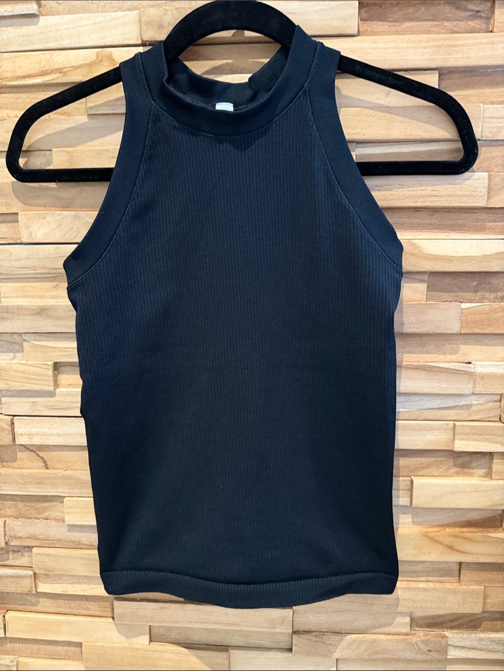 Athlete Sleeveless Ribbed Mock Neck Tank Top - Black